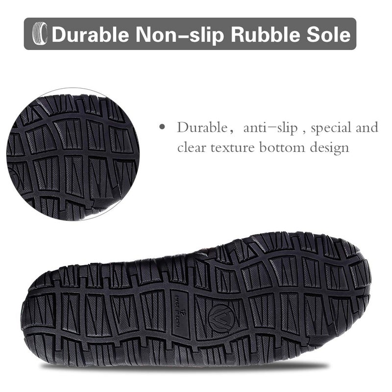 shoeslocker Men's Moccasin Slippers, Indoor Outdoor House Shoes with Memory Foam, Size 9 Grey - Image 4